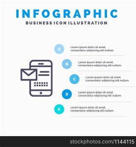 Mobile, Message, Sms, Chat, Receiving Sms Line icon with 5 steps presentation infographics Background