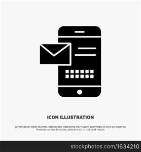 Mobile, Message, Sms, Chat, Receiving Sms solid Glyph Icon vector