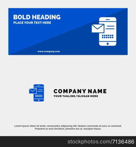 Mobile, Message, Sms, Chat, Receiving Sms SOlid Icon Website Banner and Business Logo Template