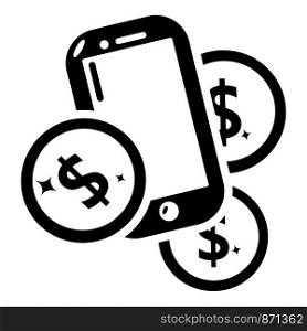 Mobile money icon. Simple illustration of mobile money vector icon for web. Mobile money icon, simple black style