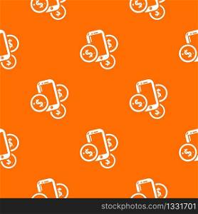 Mobile money pattern vector orange for any web design best. Mobile money pattern vector orange