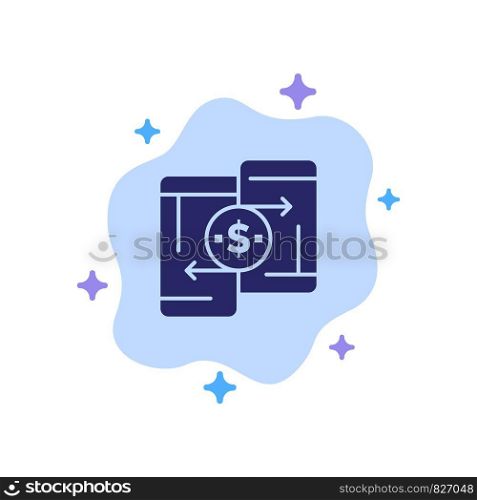 Mobile, Money, Payment, PeerToPeer, Phone Blue Icon on Abstract Cloud Background