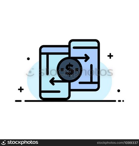 Mobile, Money, Payment, PeerToPeer, Phone Business Flat Line Filled Icon Vector Banner Template