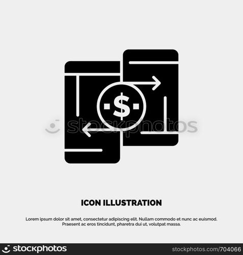 Mobile, Money, Payment, PeerToPeer, Phone solid Glyph Icon vector