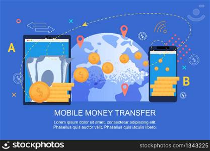 Mobile Money Transfer. Business Success. Mobile Application. Money Global Currency. Atm. Cash Symbol. Electronic Banking Finance Payment and Coin. Business Success. Laptop and Tablet.