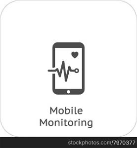Mobile Monitoring and Medical Services Icon. Flat Design.