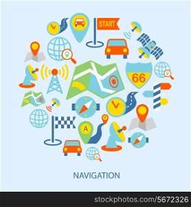 Mobile navigation geolocation routing mapping flat icons set vector illustration.