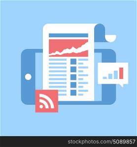 mobile news. Abstract vector illustration of news flat design concept.