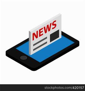 Mobile news isometric 3d icon isolated on a white background. Mobile news isometric 3d icon