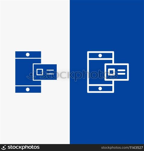 Mobile, Online, Chalk, Profile Line and Glyph Solid icon Blue banner Line and Glyph Solid icon Blue banner