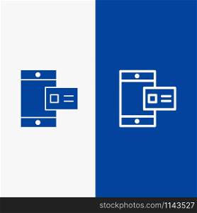 Mobile, Online, Chalk, Profile Line and Glyph Solid icon Blue banner Line and Glyph Solid icon Blue banner