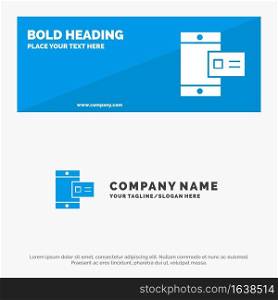Mobile, Online, Chalk, Profile SOlid Icon Website Banner and Business Logo Template
