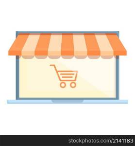 Mobile online store icon cartoon vector. Shop sale. Digital commerce. Mobile online store icon cartoon vector. Shop sale