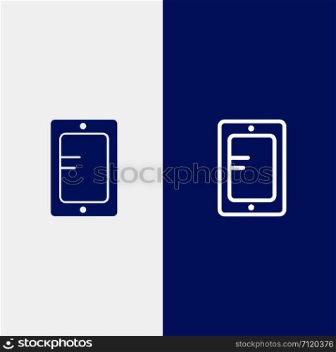 Mobile, Online, Study, School Line and Glyph Solid icon Blue banner Line and Glyph Solid icon Blue banner