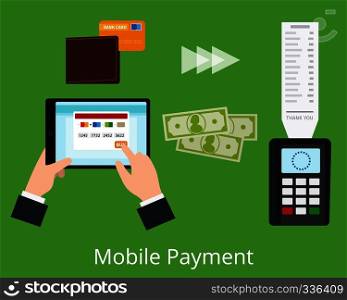 Mobile payment concept. Non-cash payment scheme. Vector illustration.. Mobile payment concept