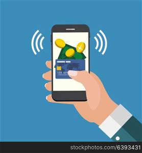 Mobile Payment Flat Concept Vector Illustration. EPS10. Mobile Payment Flat Concept Vector Illustration