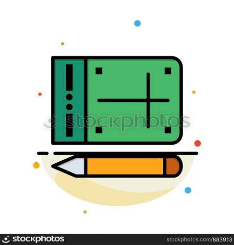 Mobile, Pencil, Online, Education Abstract Flat Color Icon Template