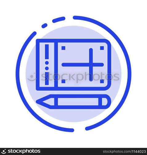 Mobile, Pencil, Online, Education Blue Dotted Line Line Icon
