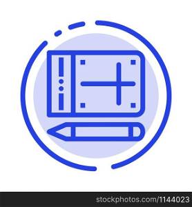 Mobile, Pencil, Online, Education Blue Dotted Line Line Icon