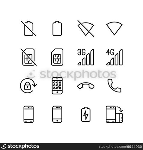 Mobile phone and its functionality icon set