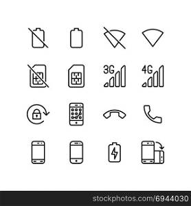 Mobile phone and its functionality icon set