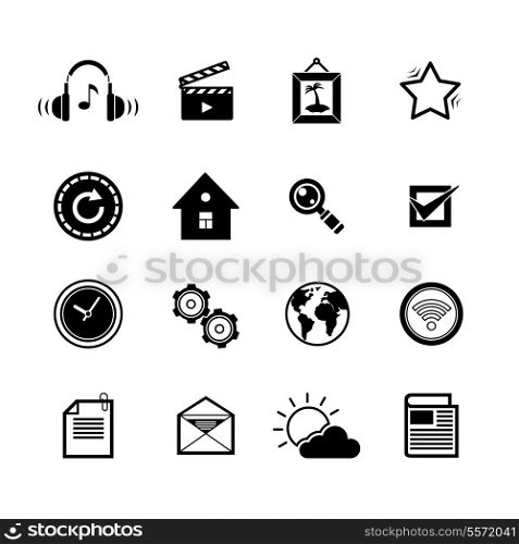 Mobile phone app search settings mail icons set isolated vector illustration