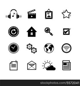 Mobile phone app search settings mail icons set isolated vector illustration
