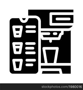 mobile phone application for control coffee machine glyph icon vector. mobile phone application for control coffee machine sign. isolated contour symbol black illustration. mobile phone application for control coffee machine glyph icon vector illustration