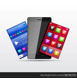 Mobile phone applications vector concept