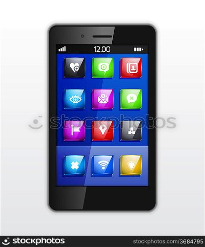 Mobile phone applications vector concept