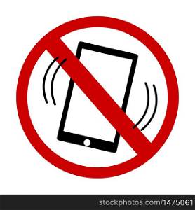 Mobile phone ban icon. Vector illustration of a phone off sign. Sign stopping the use of the phone. Stock Photo.