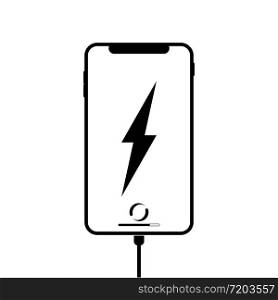 Mobile phone charging or mobile battery icon flat on isolated white background. EPS 10 vector.. Mobile phone charging or mobile battery icon flat on isolated white background. EPS 10 vector