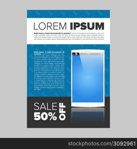 Mobile phone electronic banner template with sample text. Mobile phone electronic banner