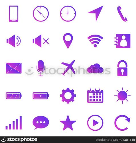 Mobile phone gradient icons on white background, stock vector