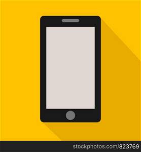 mobile phone icon design on orahge background with shadow, connection closeup, vector illustration, eps 10