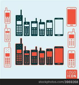 Mobile phone icon isolated. Mobile phone icon. Evolution cellphone vector illustration.
