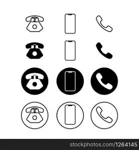 Mobile Phone icons collection. Phone vector icons, isolated on white background. Telephone, Smartphone or Cell vector icons. Vector illustration.