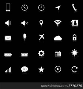 Mobile phone icons with reflect on black background, stock vector