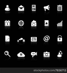 Mobile phone icons with reflect on black background, stock vector