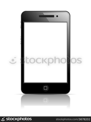 Mobile phone in black body. Shiny icon