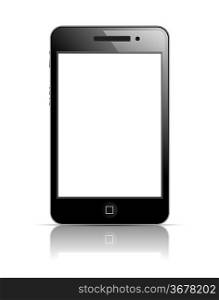 Mobile phone in black body. Shiny icon