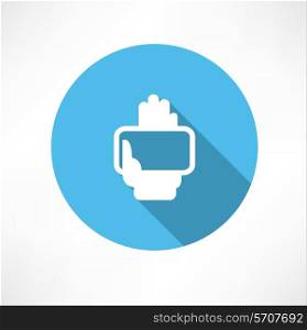 Mobile phone in hand icon Flat modern style vector illustration
