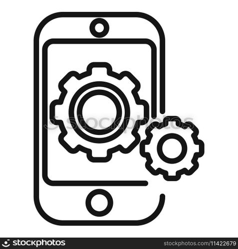Mobile phone interface icon outline vector. Api support. Script developer seo. Mobile phone interface icon outline vector. Api support