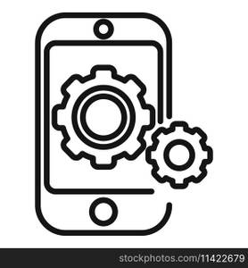 Mobile phone interface icon outline vector. Api support. Script developer seo. Mobile phone interface icon outline vector. Api support