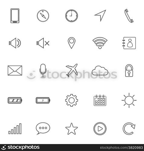 Mobile phone line icons on white background, stock vector
