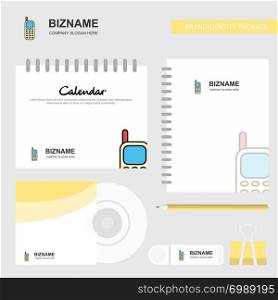 Mobile phone Logo, Calendar Template, CD Cover, Diary and USB Brand Stationary Package Design Vector Template