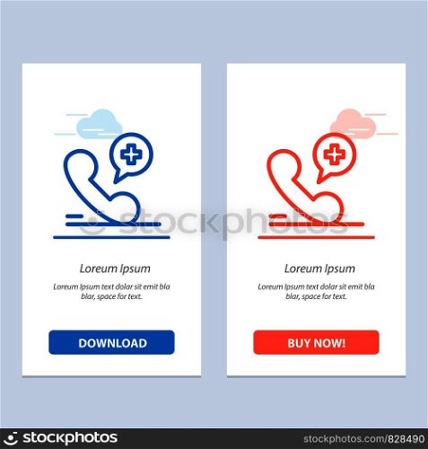 Mobile, Phone, Medical, Hospital Blue and Red Download and Buy Now web Widget Card Template