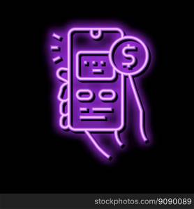 mobile phone payment neon light sign vector. mobile phone payment illustration. mobile phone payment neon glow icon illustration