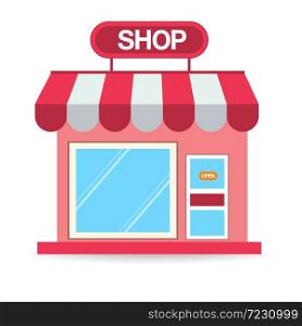 Mobile phone represent of front of shop store.Shopping Online on Website or Mobile Application Concept Marketing and Digital marketing.