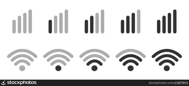 Mobile phone system icons, wifi signal strength, vector illustration. Mobile phone system icons, wifi signal strength, vector